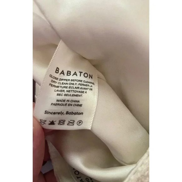 Aritzia Babaton NWT Giselle Times Ivory Tweed Fitted Cropped Bustier Top Size 10 - Picture 9 of 13